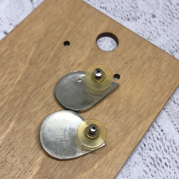 Vintage alpaca silver Mexico tear drop abalone earrings boho statement dressy - Picture 3 of 4